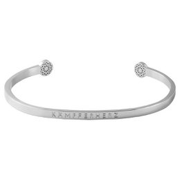 A delicate, adjustable cuff bracelet featuring a textured metal band with a small floral charm on each end. Available in silver, gold, and rose gold finishes.