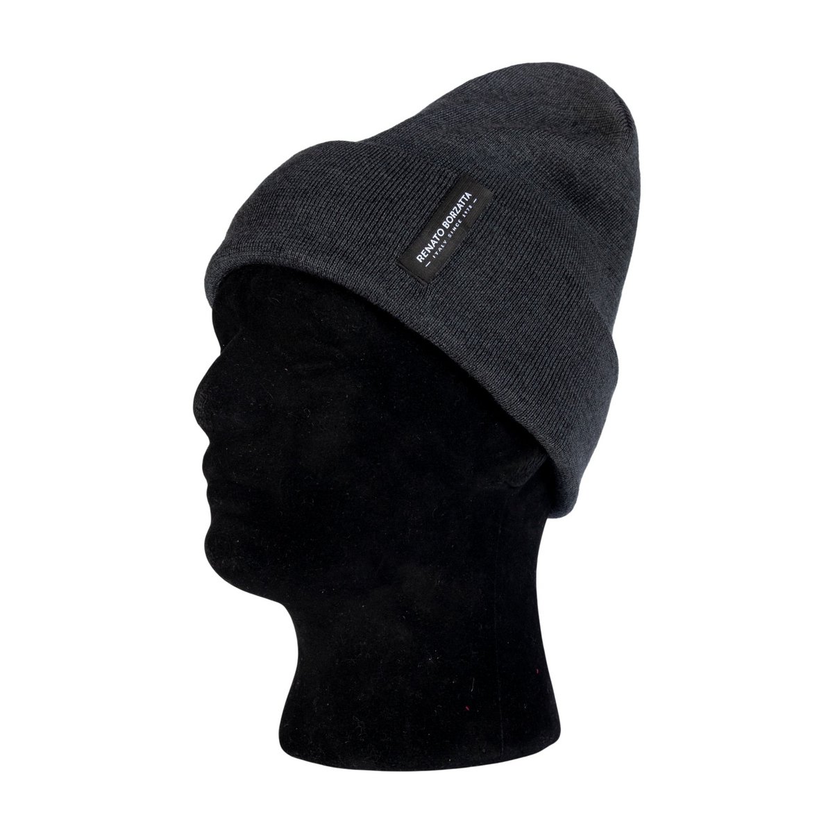 RB5005K | Unisex Cap in Tubular Stockinette Knit CIMONE Wool Blend Made in Italy. Anthracite colour. One size