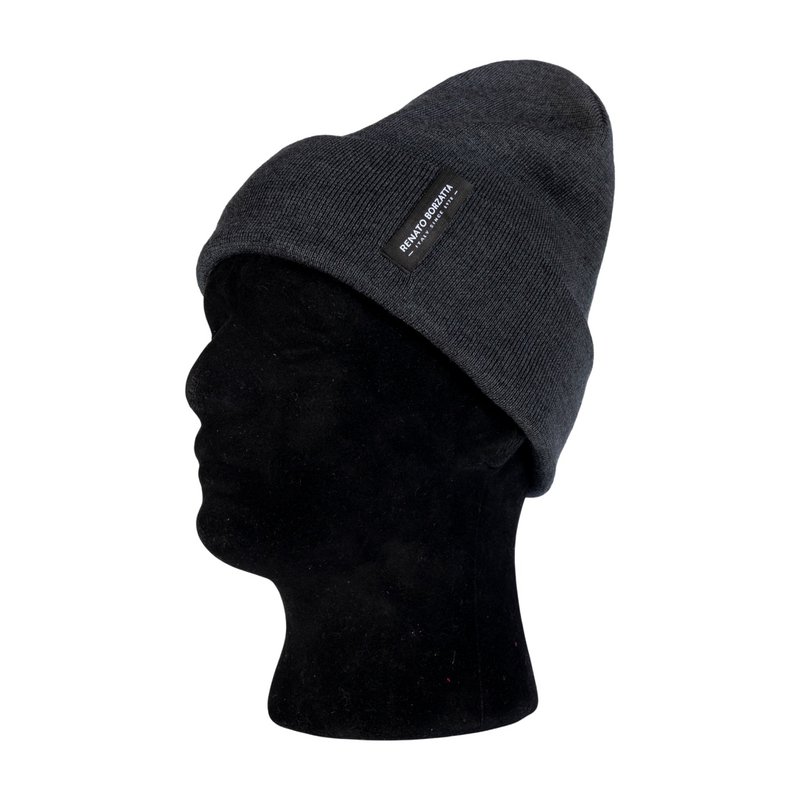 RB5005K | Unisex Cap in Tubular Stockinette Knit CIMONE Wool Blend Made in Italy. Anthracite colour. One size