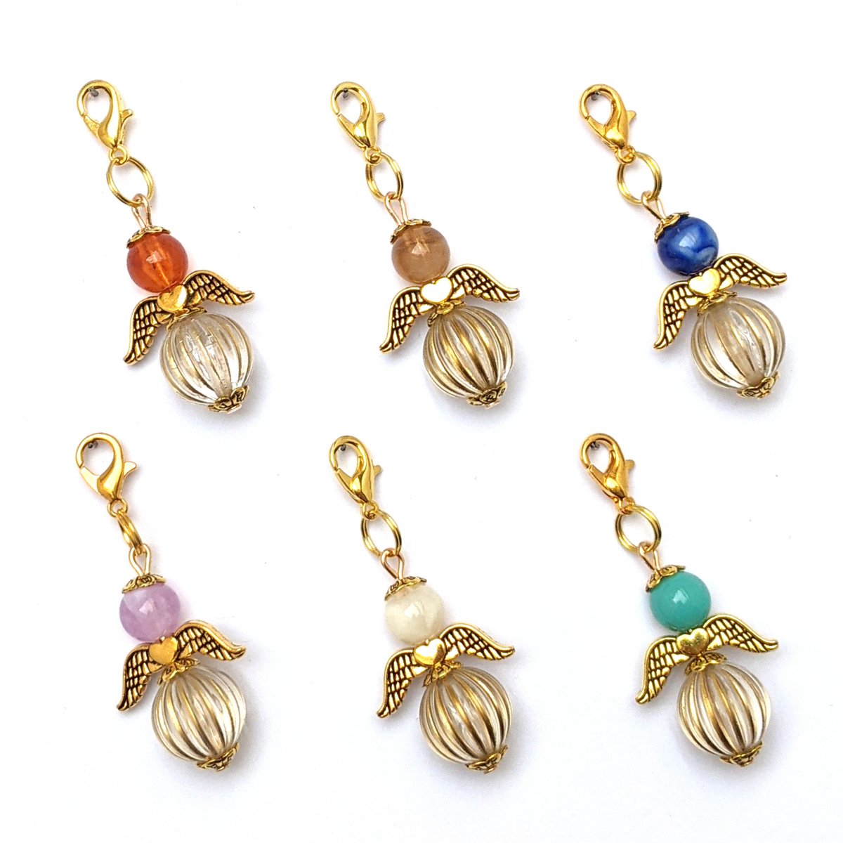 Schutzengel „Gesa“ Schlüsselanhänger, 6er-Set, goldfarben