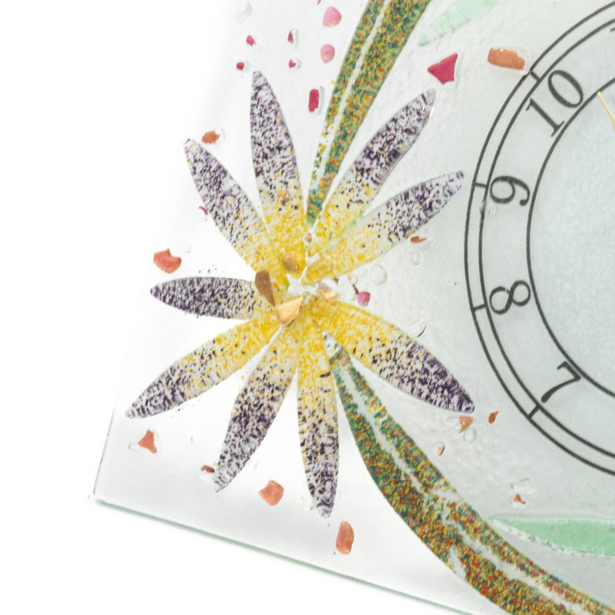 Murano Glass rechthoekig tafelwacht, cadeau -idee, bloemengouden decoratie cm.18x15