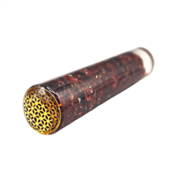 Orgone Smooth Massager Garnet with Flower of Life