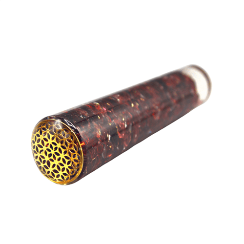 Orgone Smooth Massager Garnet with Flower of Life