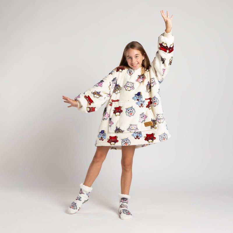 Vitapur - Hoodie deken + sokken kind - Uil