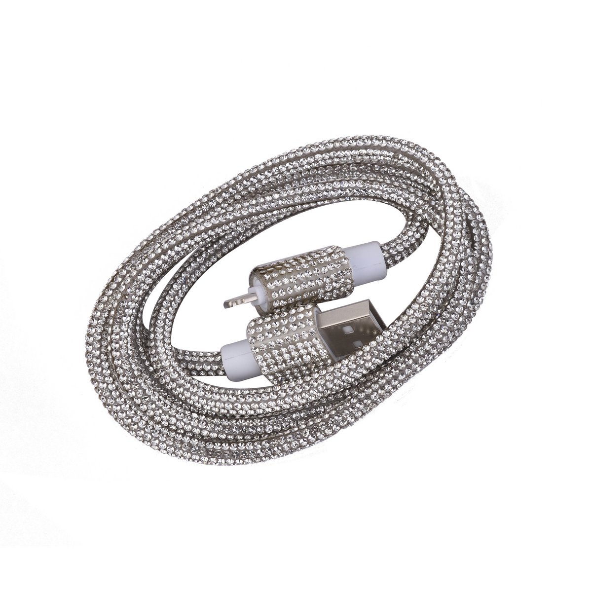 USB -Kabel in Blitz 1 m in Silber -Strass - 10W