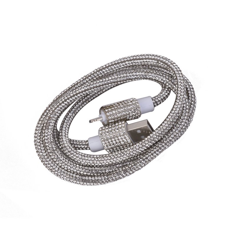 Câble USB à Lightning 1M en Strass Argenté - 10W