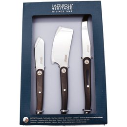 Coffret Laguiole Heritage – 3 Couteaux à Fromage – Manche Bois Résiné