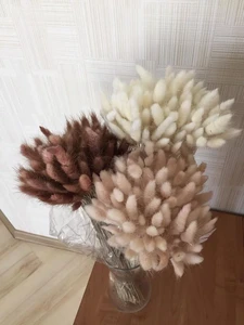 White lagurus dried flower bouquet