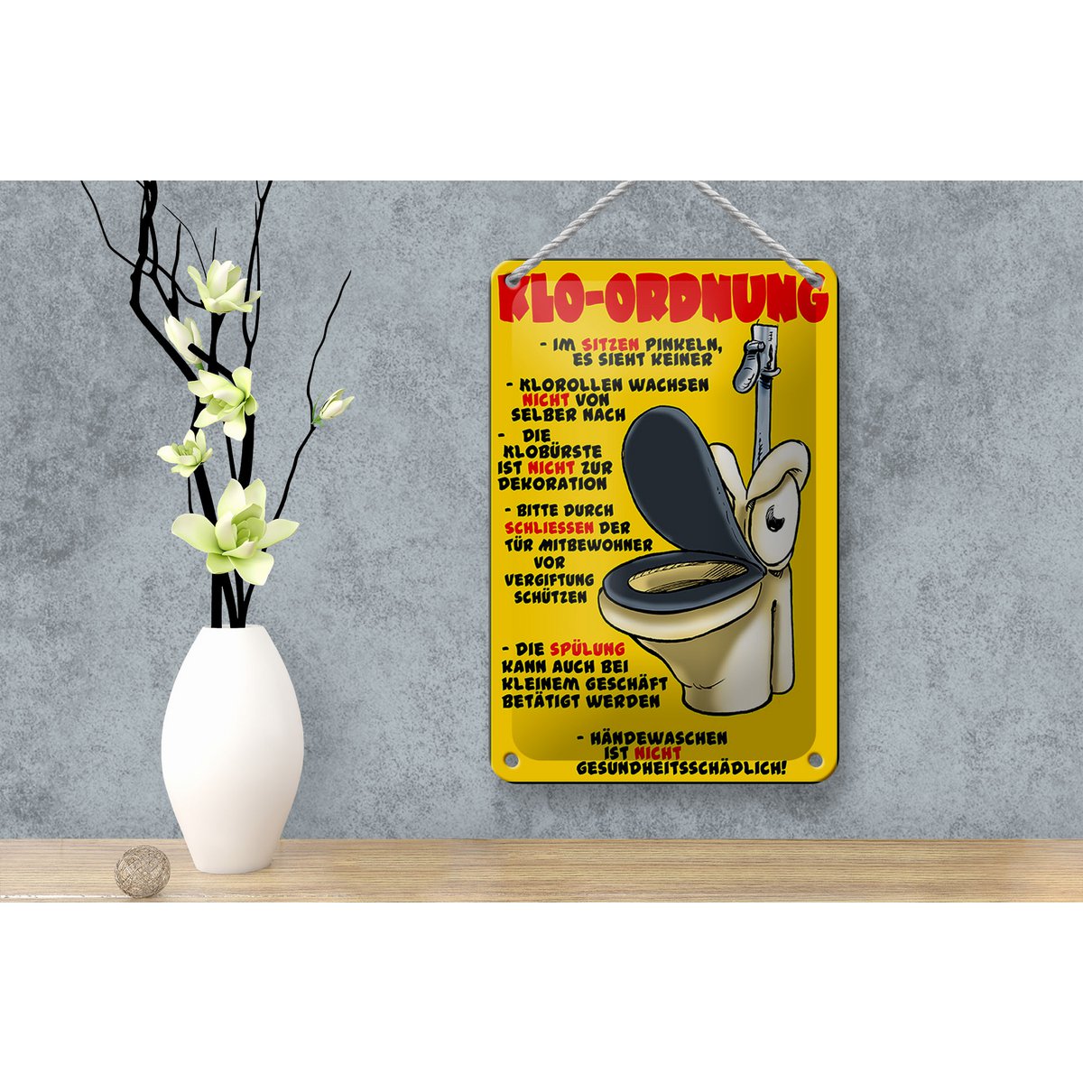 Tin sign note 12x18cm toilet order while sitting pee decoration