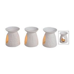 Fragrance lamp white made of porcelain, 3 assorted (W/H/D) 10.5x12.5x10 cm