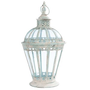 Lantern Ø 29x55 cm white iron candle holder