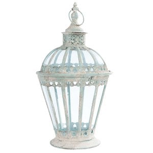 Lantern Ø 29x55 cm white iron candle holder