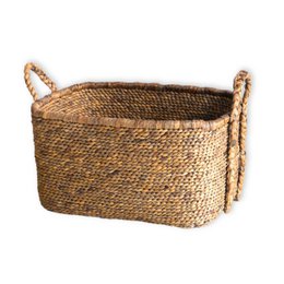 Extra Large Laundry Basket – Square Boho Hamper – Woven Decorative Basket – Storage Basket Made of Natural Water Hyacinth (2 sizes) MENTARI