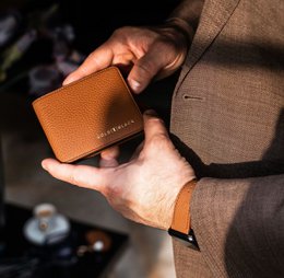Portafoglio in pelle GM nappa marrone