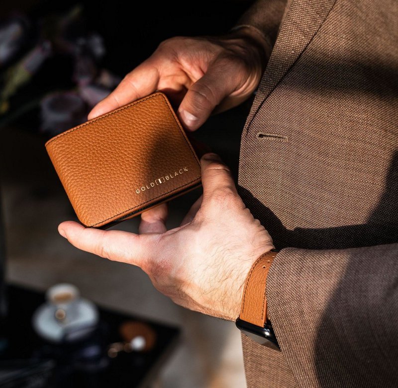 Portafoglio in pelle GM nappa marrone
