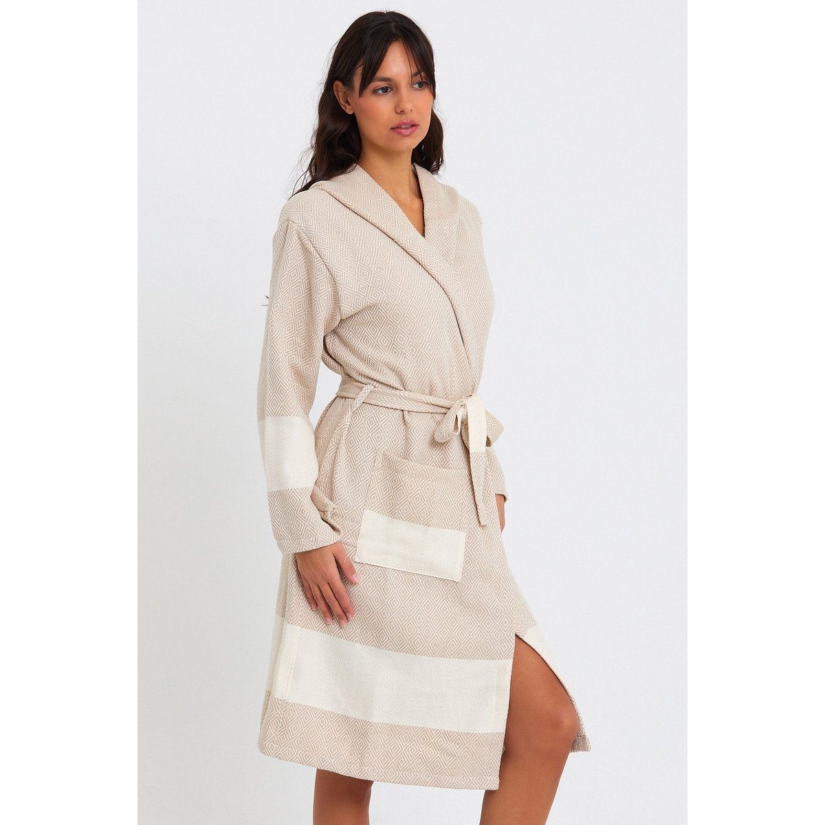 Diamant-Bademantel – Beige
