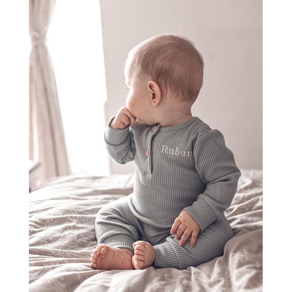 Sky grey ribbed romper