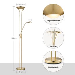 Lampadaire LED Uplight R7s + G9 de Home Sweet Home - Or Classique/Bronze