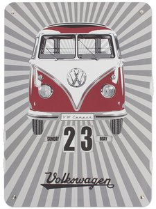 VW T1 Bus Ewiger Kalender – Streifen/Rot