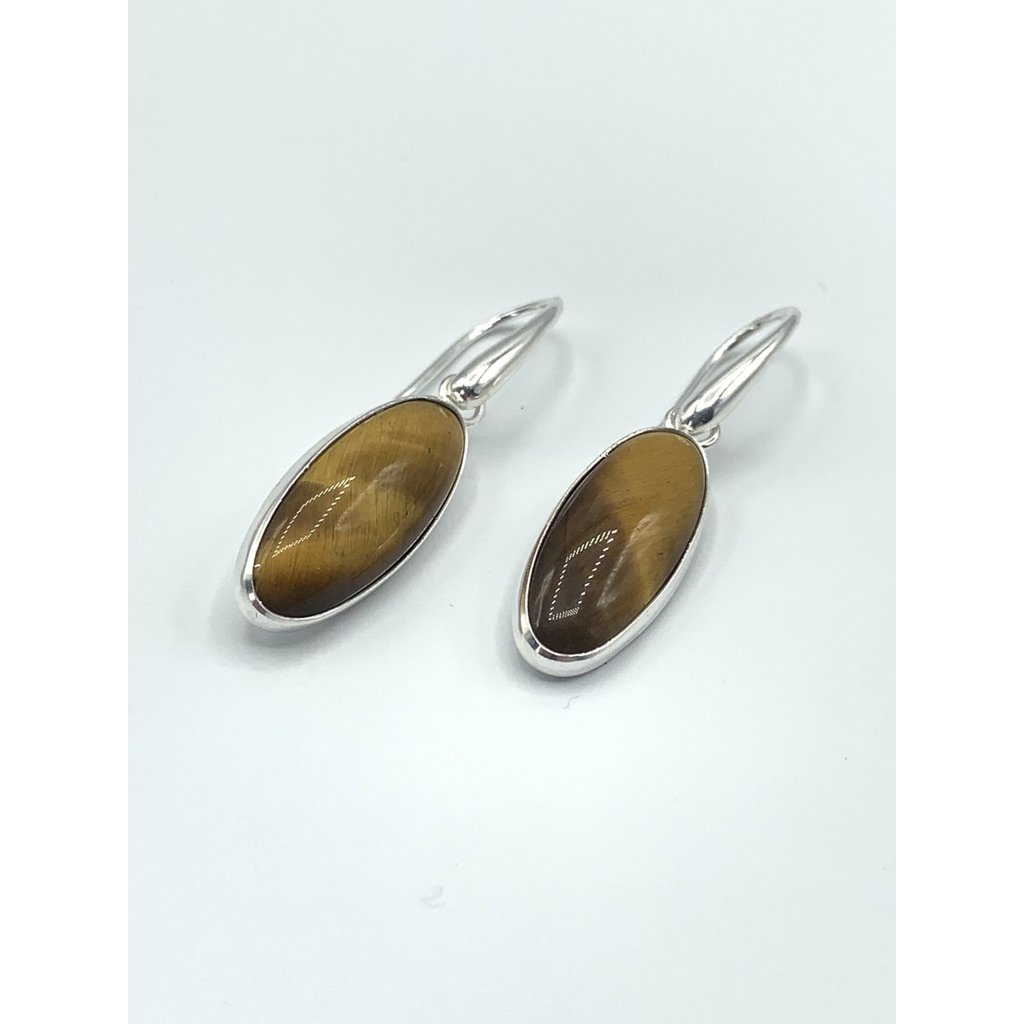 Silver luxury earring 10x24mm tiger eye