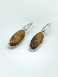 Sølv luksus øreringe 10x24mm tigerøje