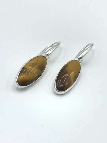Silver luxury earring 10x24mm tiger eye