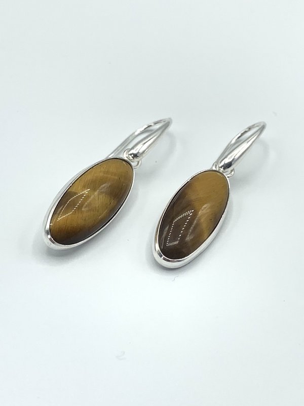 Silver luxury earring 10x24mm tiger eye