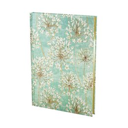 Oversize journal with mint green cover, allium flower pattern, botanical floral design, hardcover notebook.