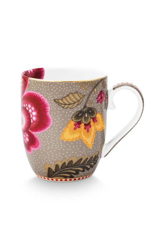 Set/2 Mugs Small Blooming Tales Fantasy Khaki