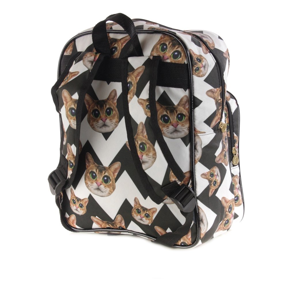 Backpack Cat black and white chevron (Black & White Cat)
