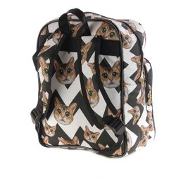 Backpack Cat black and white chevron (Black & White Cat)