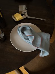 Napkins Lake tonic blue contrast detail (set of 2pieces) / 100% linen