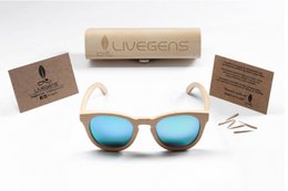 Lunettes de soleil en bambou - Livegens Blue Tropic