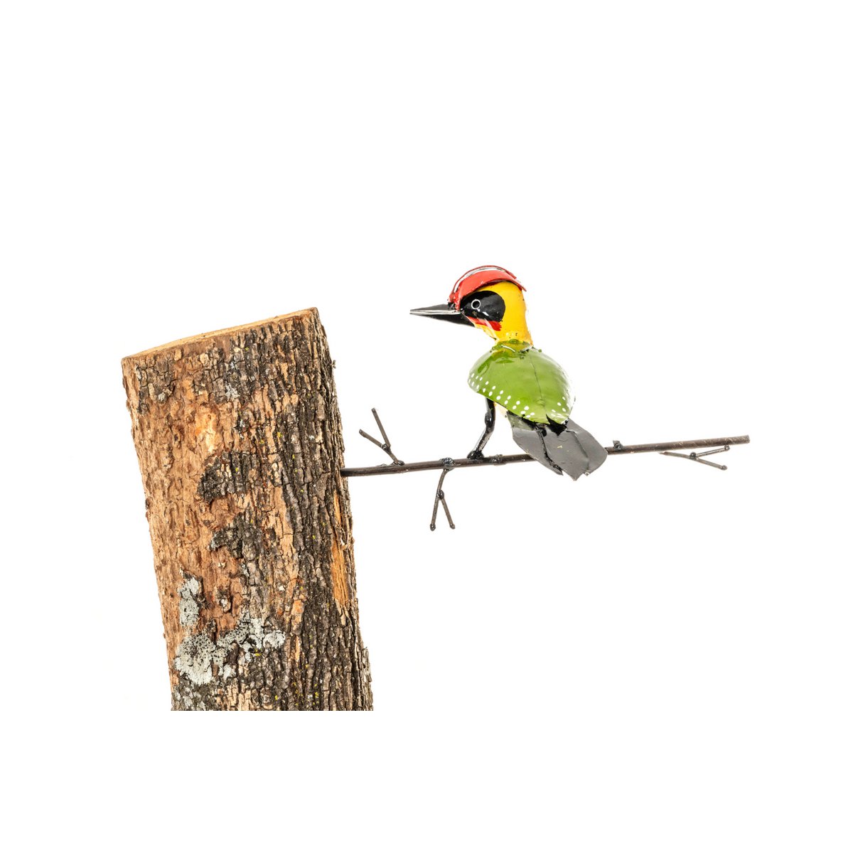 ZIMBA-ARTS PIC VERT EN MÉTAL À COLLER SUR L'ARBRE