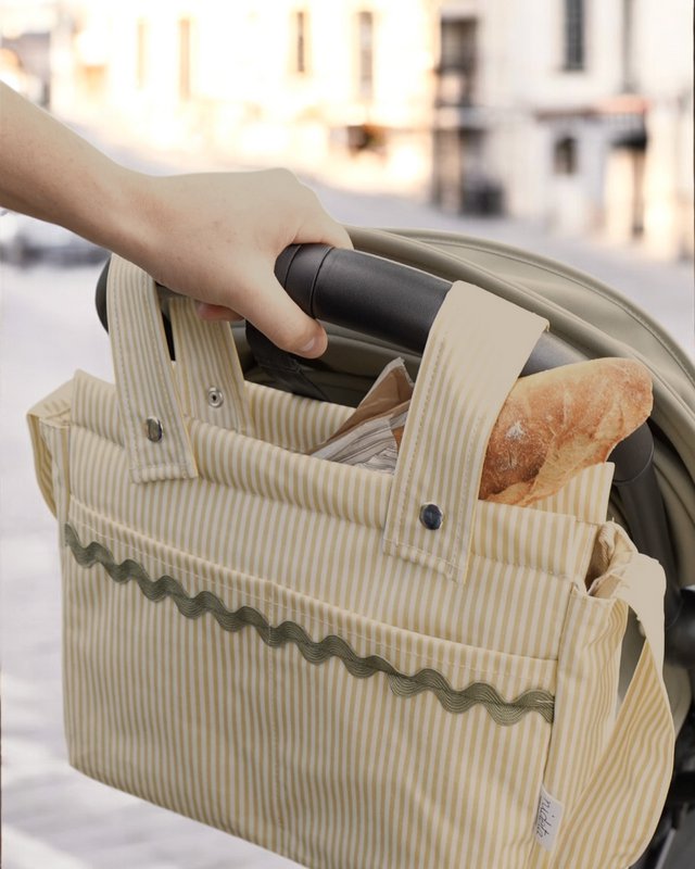 Passeggino / Borsa fasciatoio Classic in cotone spalmato oliva