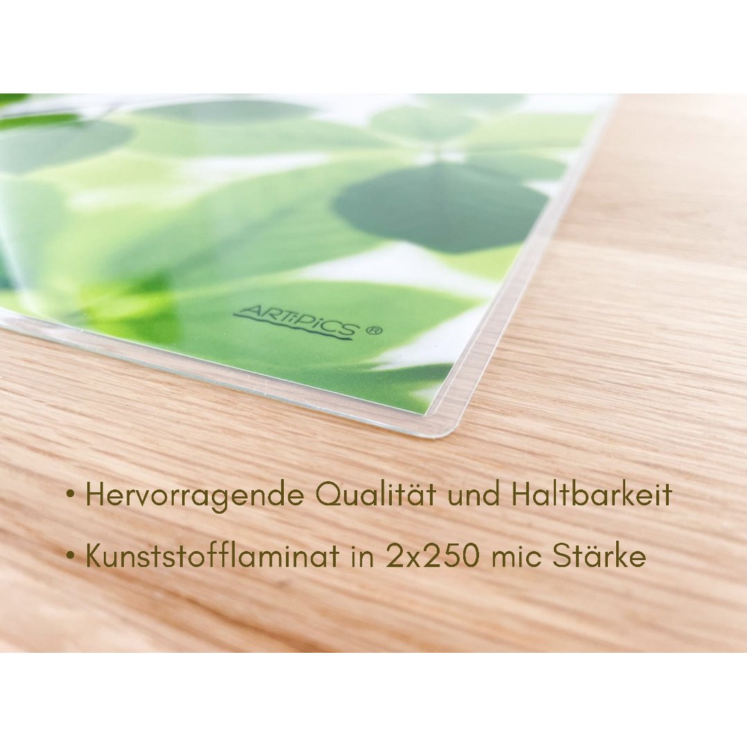 Sets de table Artipics hêtre clair 4 sets de table en plastique lavable chacun 42 x 30 cm vert d'été décoration de table naturelle pour la cuisine, la salle à manger, les invités, l'intérieur, l'extérieur