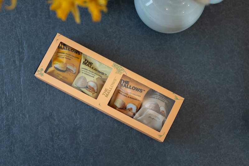 Karamelfyldt Mallows Giftbox - 8 stk - Sommerudgave