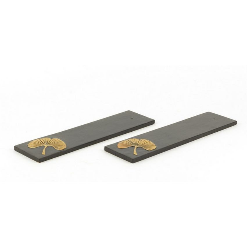 Set of 2 gingko incense holders in stone 