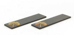 Set of 2 gingko incense holders in stone 