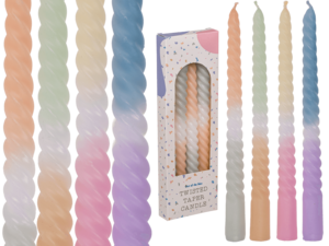 Twisted taper kaars met kleurverloop, Pastel,