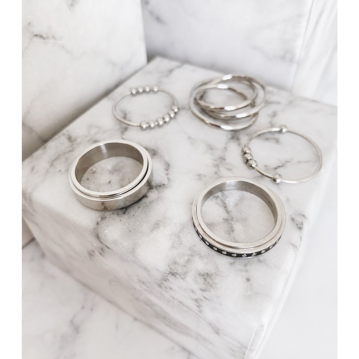 R1067 Rolling Anxiety Fidget Ring Rose Gold Stålfarve