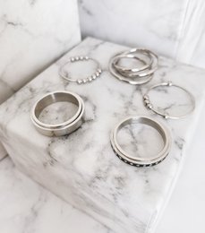 R1067 Rolling Anxiety Fidget Ring Rose Gold Steel Color