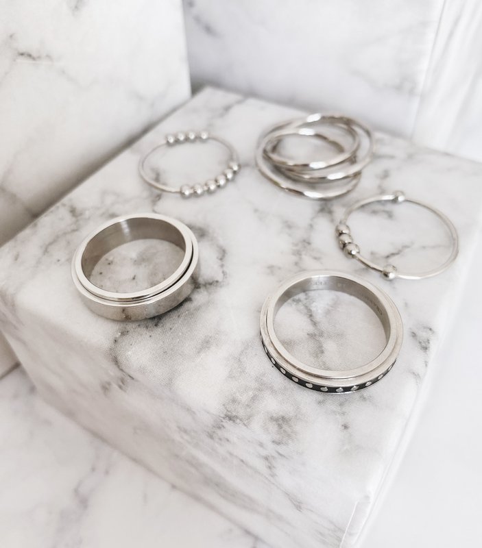 R1067 Rolling Anxiety Fidget Ring Rose Gold Stålfarve