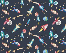 Carta da parati per bambini Rockets - Colore mezzanotte