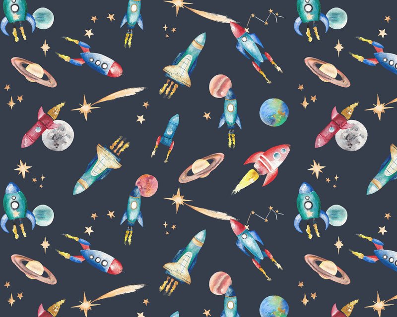 Carta da parati per bambini Rockets - Colore mezzanotte