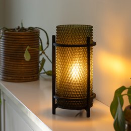 Oliven PRISM lampe – moderne geometrisk skærm, genanvendt PETG, omgivende belysning, E14