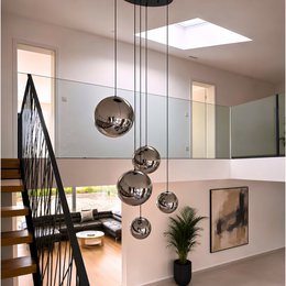 s.luce Orb galerie lumineuse boule en verre 500cm suspension noir