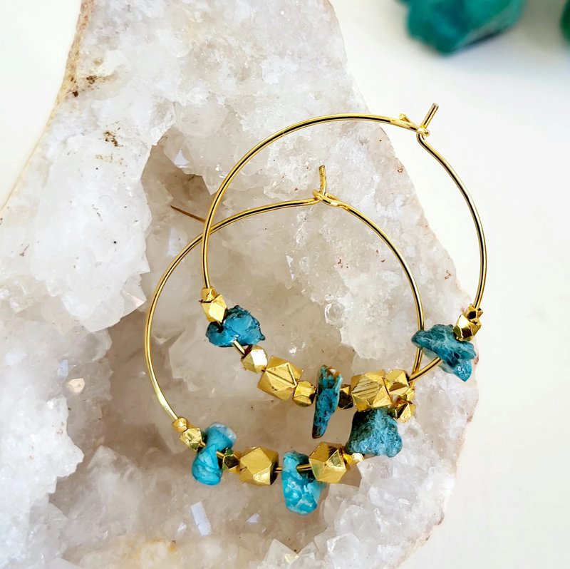 Turquoise hoepel oorbellen