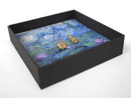 Gold plated earrings with Water Lily, Claude Monet