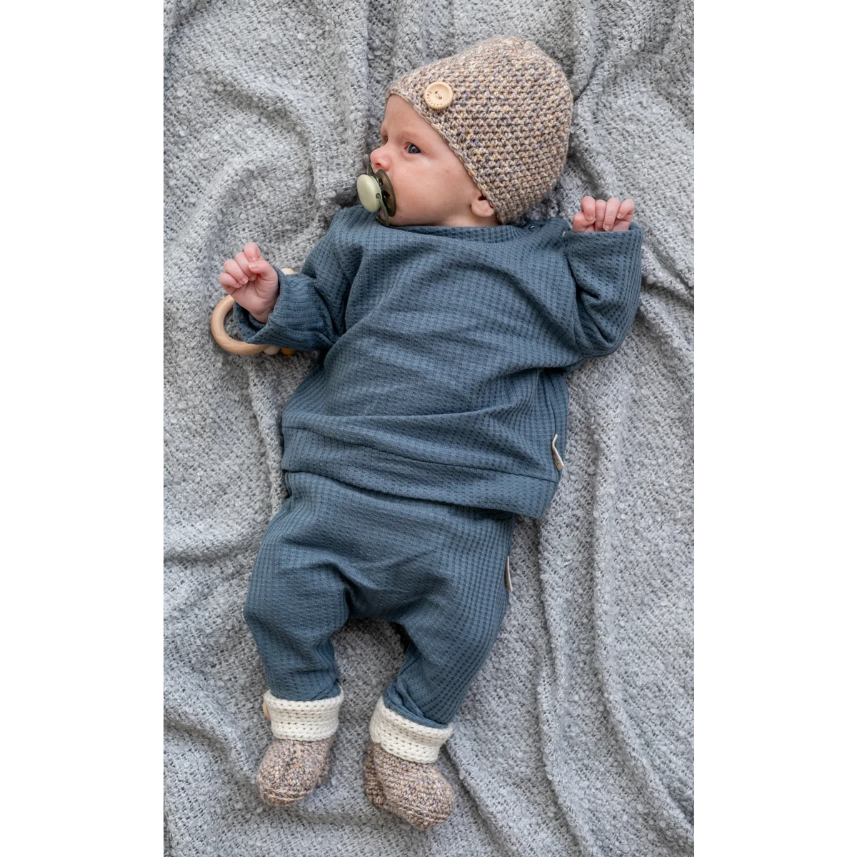 Chemise bébé bleu gaufré